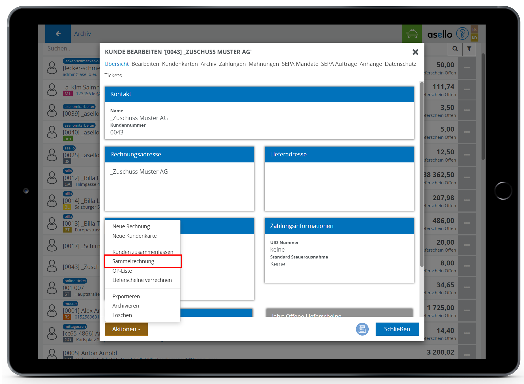 Sammelrechnung Kunde Sammelrechnung Aktion.png